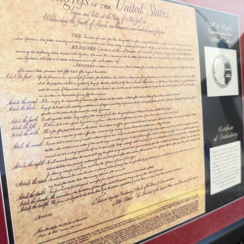 1993 Bill of Rights Commemorative Silver Dollar Framed Set